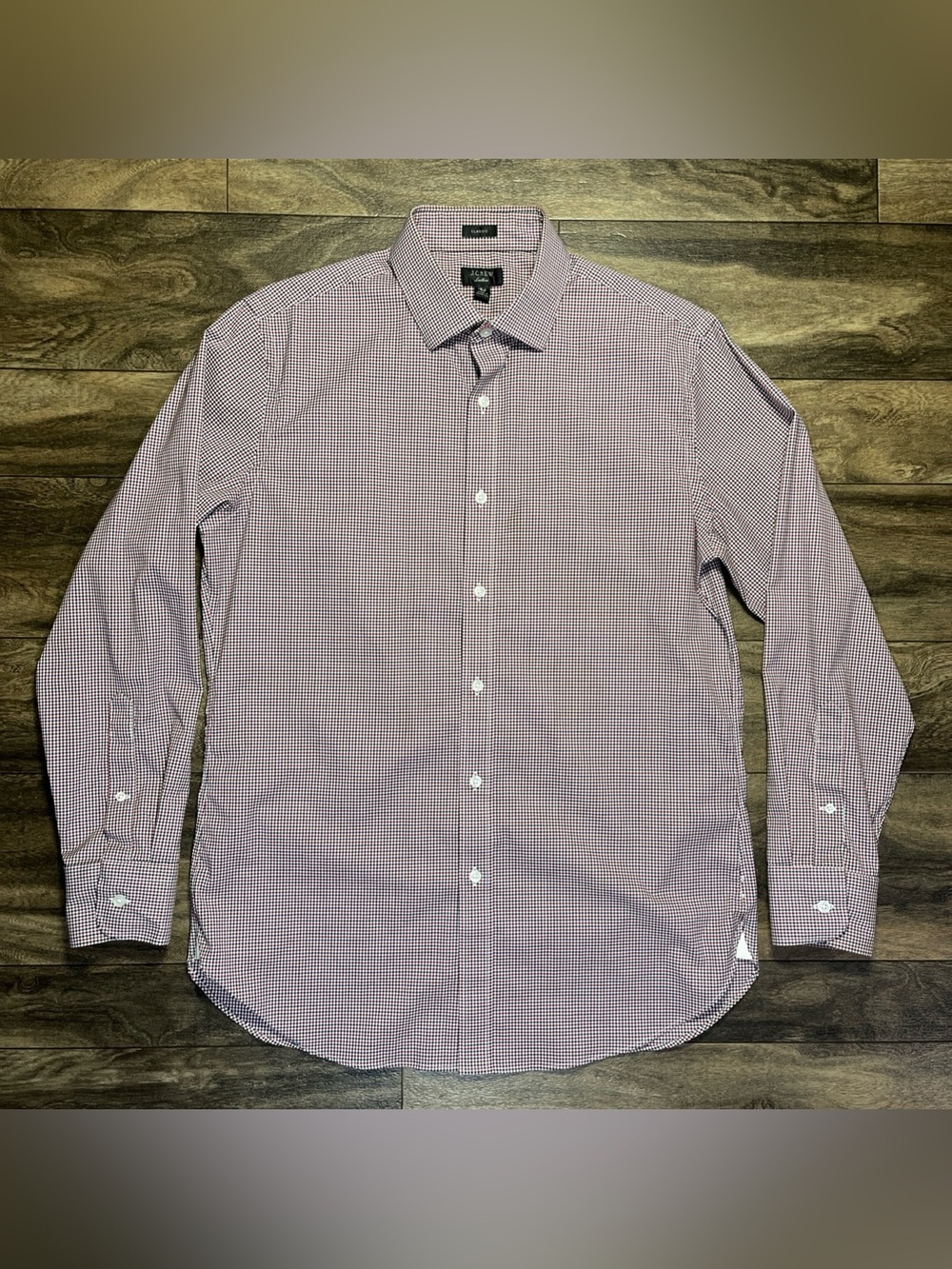 J.Crew Ludlow Dress Shirt Mens 15.5 33 Burgundy Tattersall Stretch Cotton